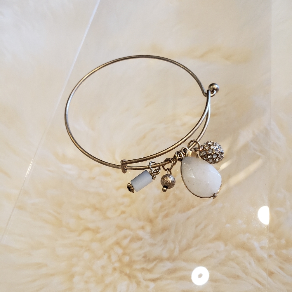 Gold and Crystal Adjustable Bangle